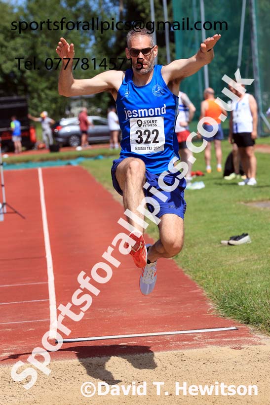 Mens long jump, 2024 NE Masters Track and Field Champs., Monkton Stadium, Jarrow.  Photo: David T. Hewitson/Sports for All Pics